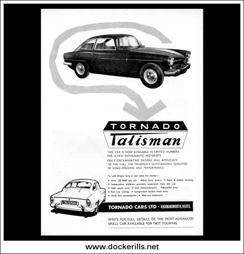 Tornado Talisman. Original Vintage Advert From May 1962.