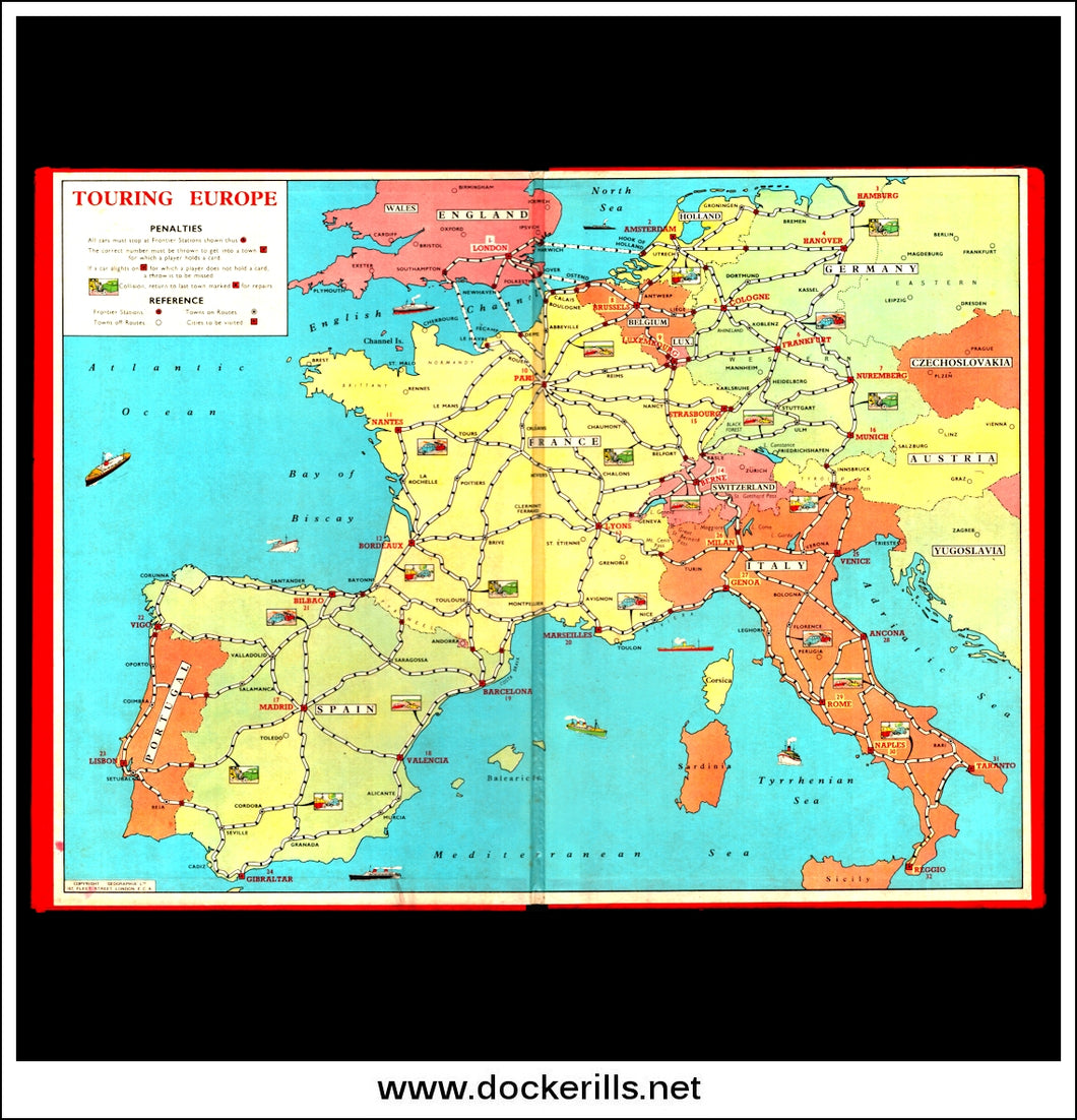 Touring Europe Board Game Geographia - Board Playing Surface.