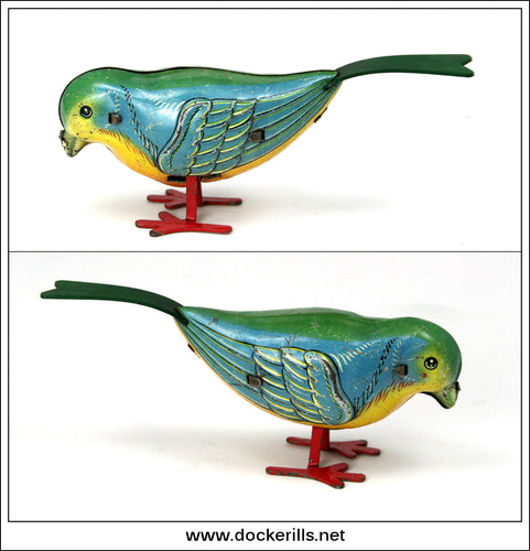Minic Pecking Canary, Pecking Bird Novelty Toy. Clockwork / Wind-Up, Tri-ang, Great Britain.