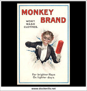 Victorian Trade Card - "Monkey Brand Won't Wash Cloths" Polish. Benjamin Brooke & Co. Ltd A.