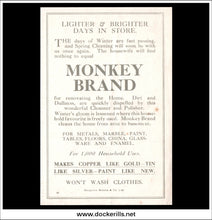 Victorian Trade Card - "Monkey Brand Won't Wash Cloths" Polish. Benjamin Brooke & Co. Ltd B.