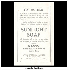 Victorian Trade Card - Sunlight Soap. Lever Brothers Ltd., Port Sunlight, Cheshire B.