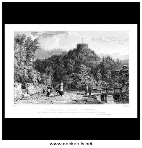Trematon Castle, Cornwall, England. Antique Print, Steel Engraving 1832.
