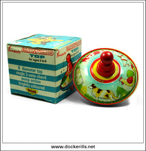 Farmyard Top, Vintage Tin Plate Humming Top Toy, Tri-ang, Lines Bros Ltd. / Penguin, England 1.