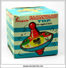 Farmyard Top, Vintage Tin Plate Humming Top Toy, Tri-ang, Lines Bros Ltd. / Penguin, England 2.