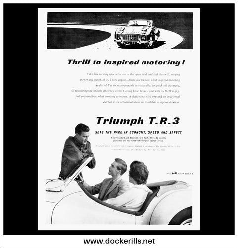 Triumph T.R.3. Original Vintage Advert From March, 1958.