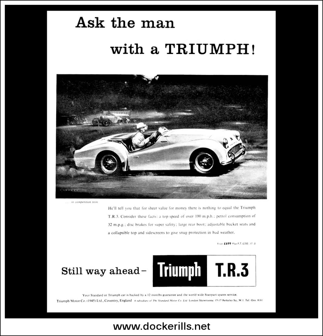 Triumph T.R.3. Original Vintage Advert From May, 1958.