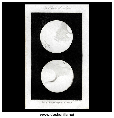 Two Views Of Mars. Antique Print, 1811.