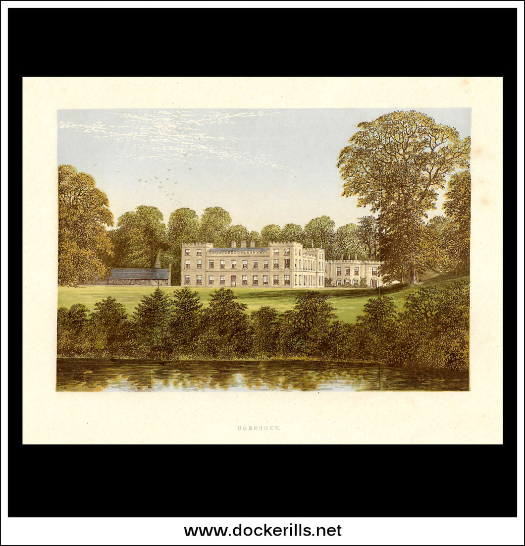 Ugbrooke, Nr Chudleigh, Devonshire, England. Antique Print, Chromoxylograph 1880.