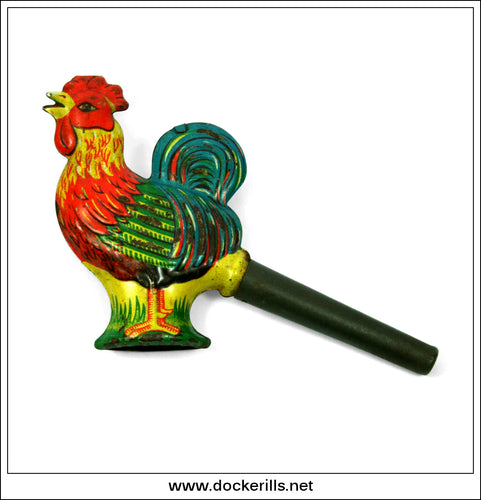 Vintage Tin Whistle / Noisemaker, Rooster / Cockerel. Vintage Novelty Tin Plate Toy. West Germany?