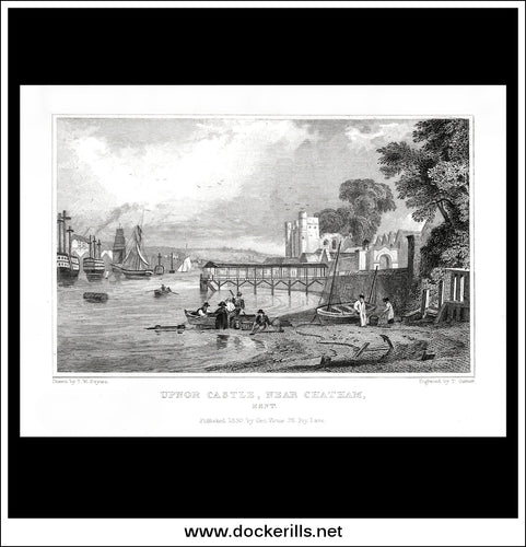 Upnor Castle, Near Chatham, Kent, England. Antique Print, Steel Engraving 1830.
