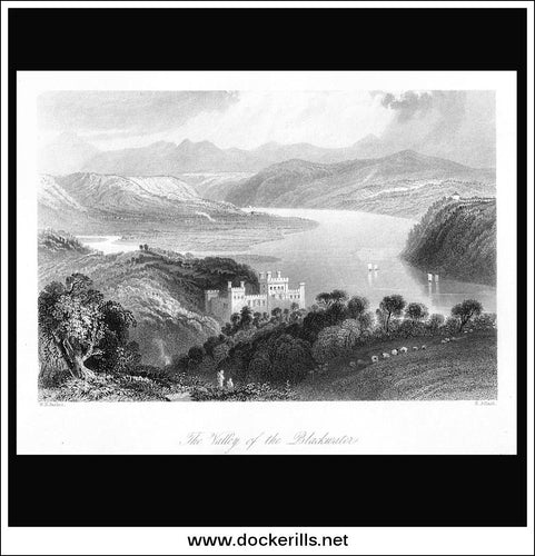 Valley Of The Blackwater, Co. Cork, Ireland. Antique Print, Steel Engraving 1840.