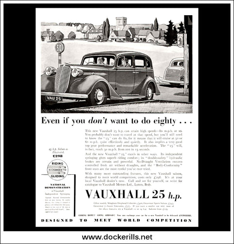 Vauxhall 25 h.p. Saloon. Original Vintage Advert From April 28th, 1937.