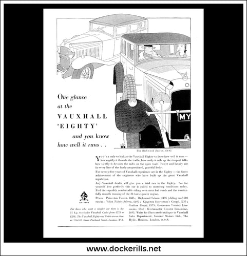 Vauxhall 'Eighty' Richmond Saloon. Original Vintage Advert From April 15th, 1931.