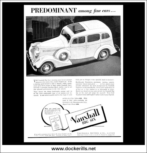Vauxhall Big Six. Original Vintage Advert From April 8th, 1936.