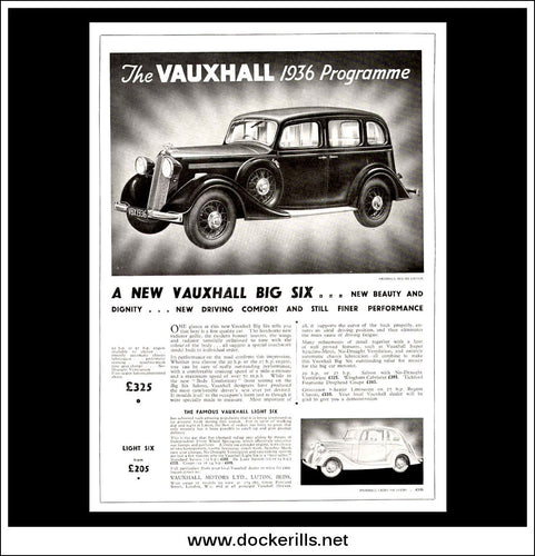 Vauxhall Big Six. Original Vintage Advert From September 25th 1935.