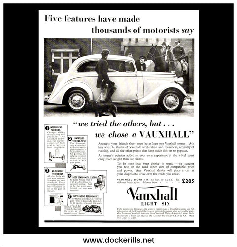 Vauxhall Light Six. Original Vintage Advert From April 15th 1936.