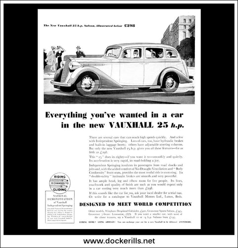 Vauxhall 25 h.p. Original Vintage Advert From April 14th 1937.