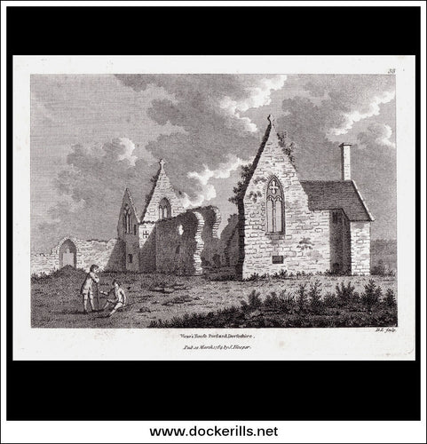 Vicar's House, Portland, Dorset, England. Antique Print, Copper Plate Engraving 1784.