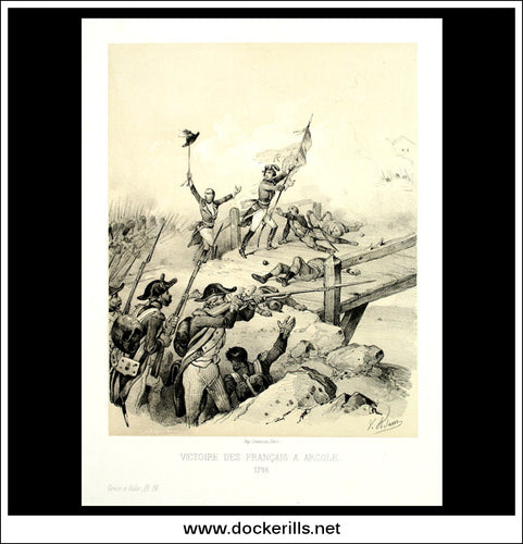Victoire Des Francais A Arcole 1796 / French Victory At Arcole. Antique Print, Lithograph 1859. Victor Adam.