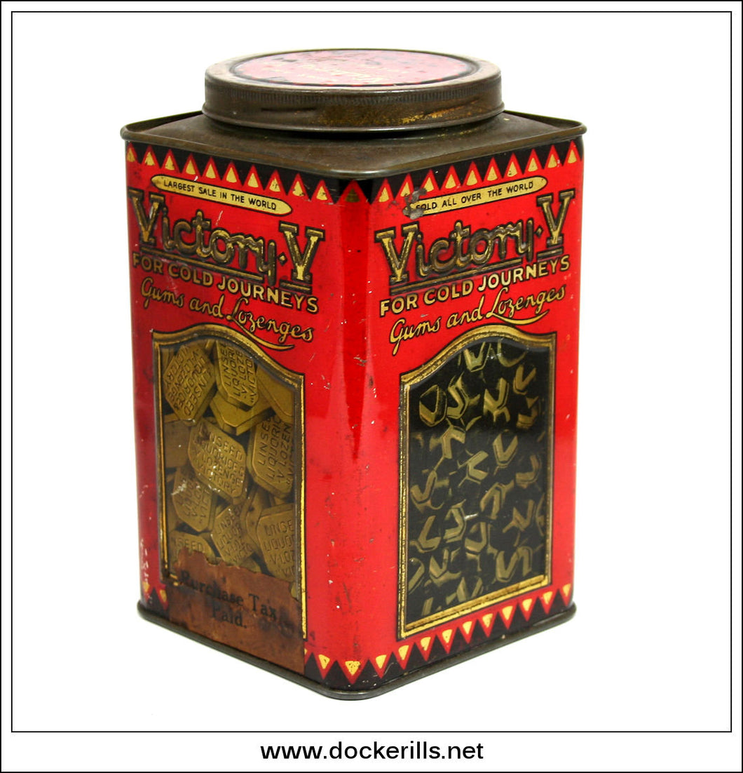 Victory V Tin. The Victory Factories, Nelson, Lancs. Vintage Advertising Tin 1.