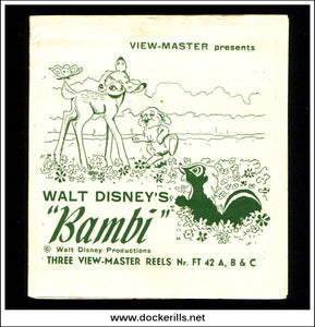 View-Master Reels - Walt Disney's Bambi. Three View-Master Reels Nr FT 42 A,B, & C. With Booklet.