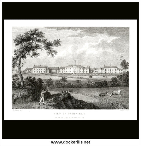 View Of Fairfield, Cheshire, England. Antique Print, Copper Plate Engraving 1794.
