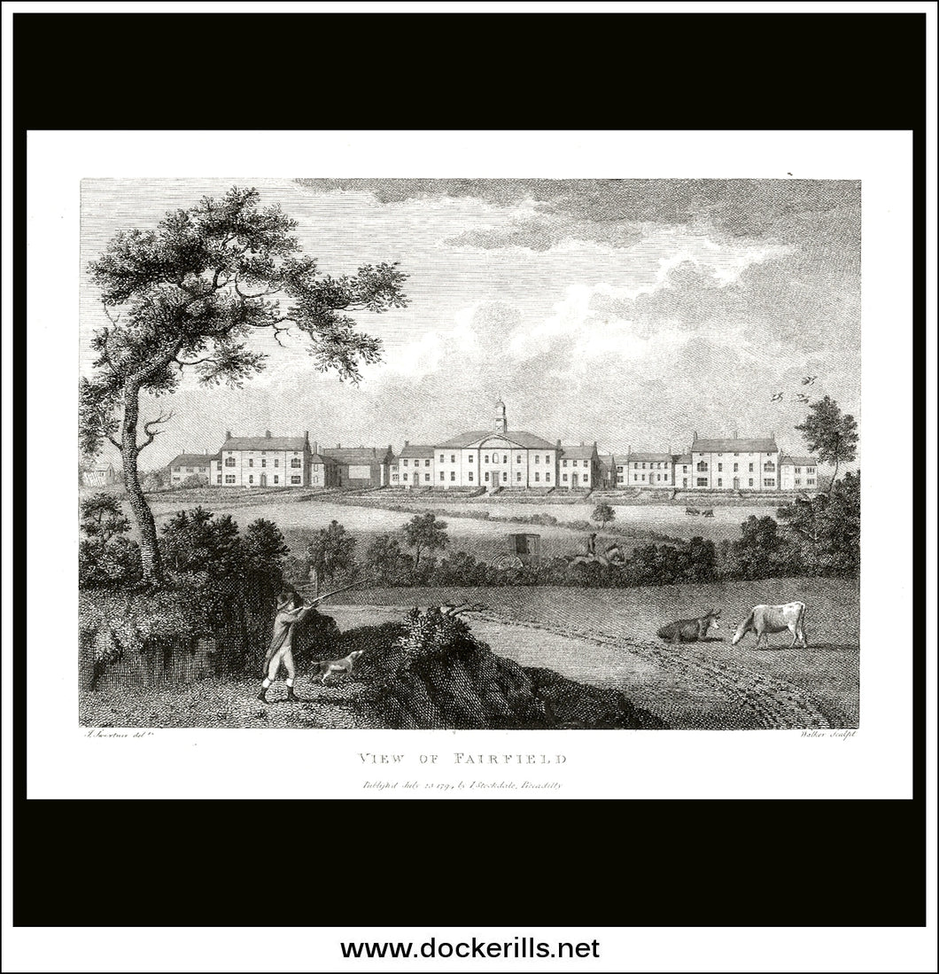 View Of Fairfield, Cheshire, England. Antique Print, Copper Plate Engraving 1794.