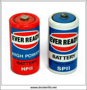 Two Vintage Ever Ready Batteries, HPII & SPII.