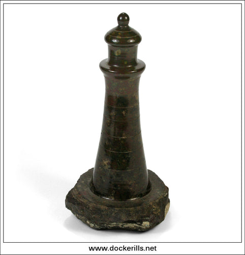 Vintage Cornish Sepentine / Serpentinite Turned Lighthouse Model / Souvenir From The Lizard. Six Inches High.