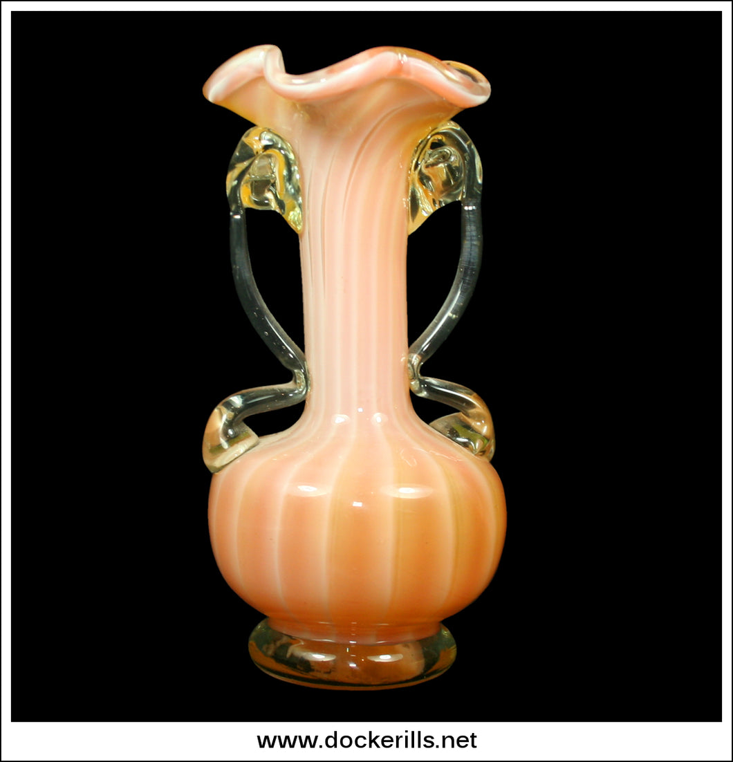 Antique Glass Vase. Pale Pink / Orange Colour.