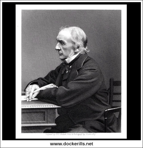 W.E. Gladstone, Prime Minister of Great Britain. Antique Print, Steel Engraving c. 1880.