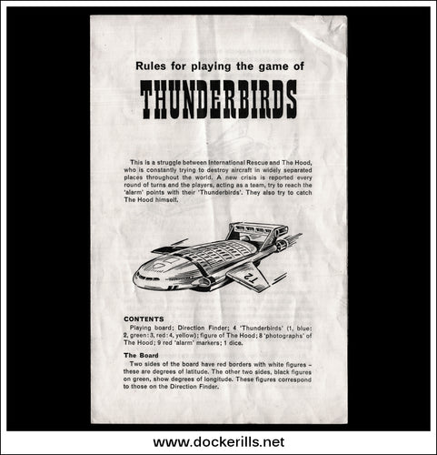 Waddingtons Thunderbirds Game. Instruction Booklet. VINTAGE GAME SPARES