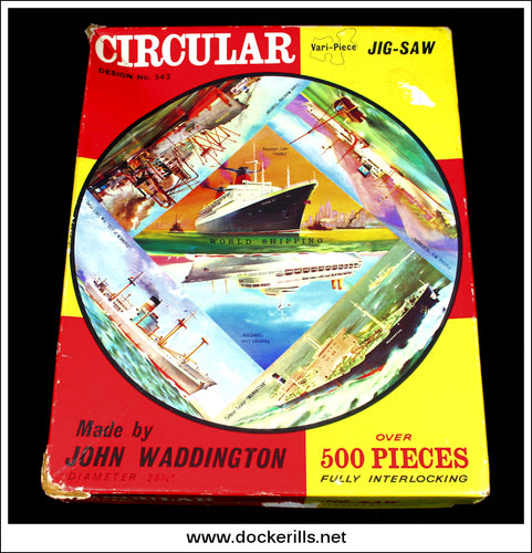 World Shipping - Circular Jig-Saw Puzzle. John Waddington c. 1950's - 1960's.