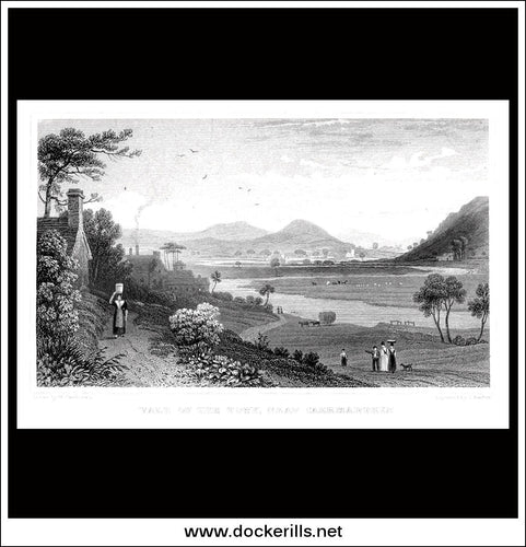 Vale Of The Towy, Near Caermarthen, Caermarthenshire, Wales. Antique Print, Steel Engraving 1831.