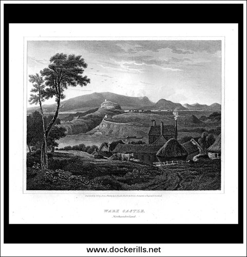 Wark Castle, Northumberland, England. Antique Print, Copper Plate Engraving 1815