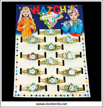 Toy Watch Trade Display Card, Vintage Novelty Tin Tin Plate Toy Watches, Japan 1.