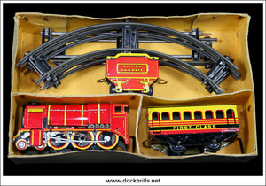 Mechanical Train Set / Britannia Passenger Set, Wells-Brimtoy Distributors Ltd., Great Britain. Tin Plate 'O' Gauge Train Set 2.