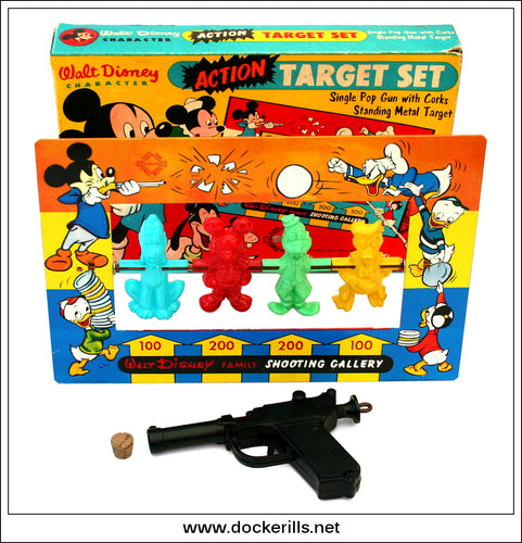 Walt Disney Character Action Target Set. Vintage Tin Plate Shooting Game, Welsotoys, Great Britain