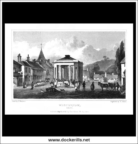 Westerham, Kent, England. Antique Print, Steel Engraving 1832.