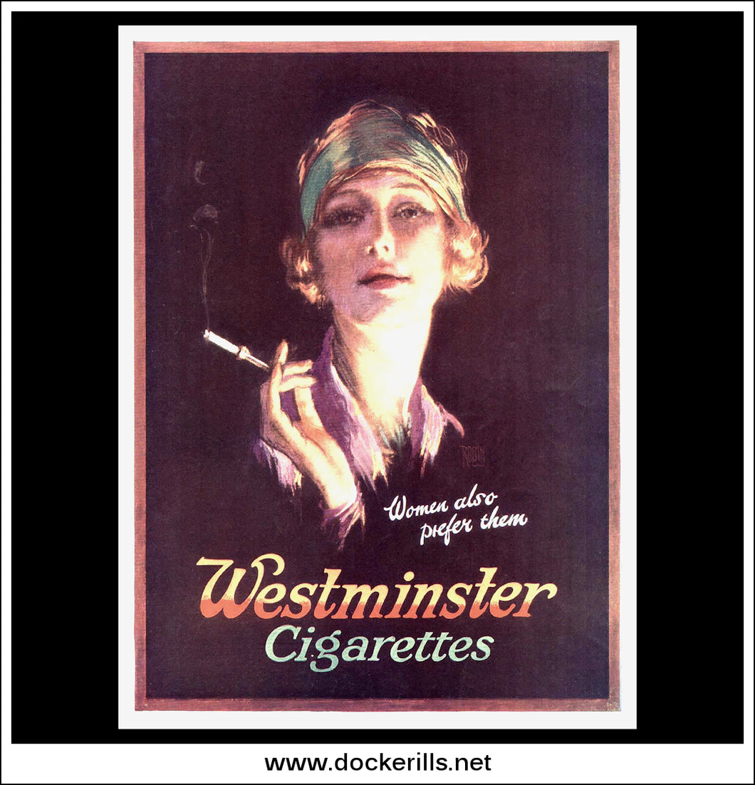Westminster Cigarettes. Original Vintage Advert From August 22nd, 1928.