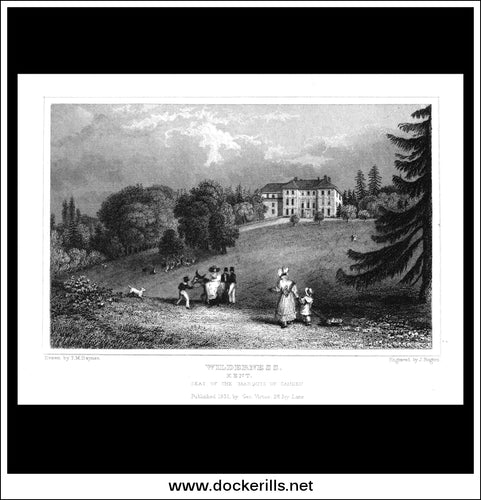 Wilderness, Kent, England. Antique Print, Steel Engraving 1831.