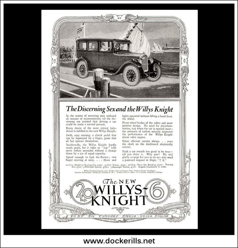 Willys Knight 20 h.p 6 Cylinder Saloon. Original Vintage Advert From August 18th, 1926.