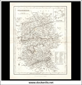 Map Of Wiltshire, England. Antique Map, Steel Engraving. A. Fullerton c. 1850.