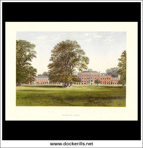 Wimpole Hall, Near Royston, Cambridgeshire, England. Antique Print, Chromoxylograph 1880.