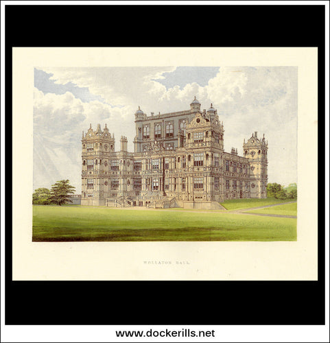 Wollaston Hall, Near Nottingham, Nottinghamshire, England. Antique Print, Chromoxylograph 1880.