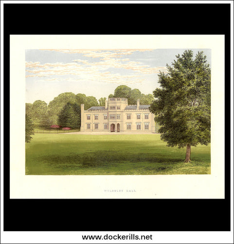 Wolseley Hall, Near Rugeley, Staffordshire. Antique Print, Chromoxylograph 1880.
