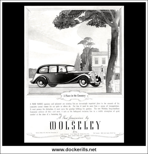 Wolseley Limousine. Original Vintage Advert From June 22nd, 1938.
