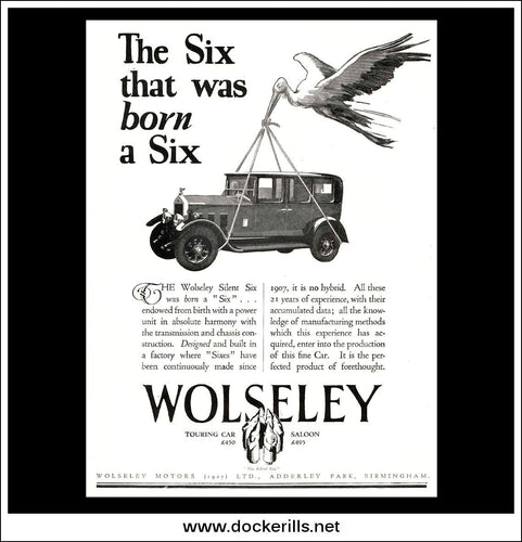 Wolseley Silent Six Touring Car & Saloon. Original Vintage Advert From March 7th, 1928.