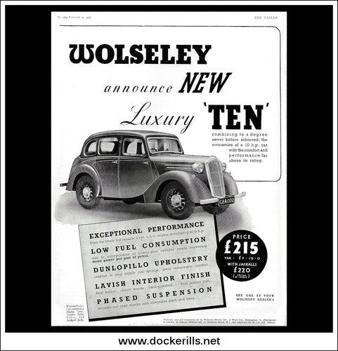 Wolseley Ten. Original Vintage Advert From February 15th, 1939.